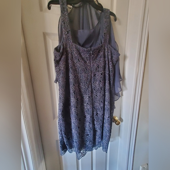 Plus Size Holiday Formal Dress Steel Blue - Picture 3 of 5